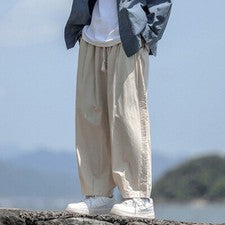 Pantalón Hombre Carga Estilo Japonés Informal Suelto Verano Caqui Pantalones Exterior Nuevo