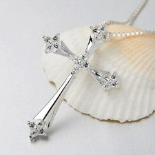 Collar colgante cruz plata de ley 925 circonitas mujer
