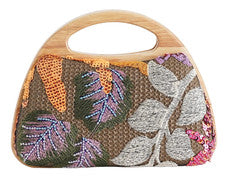 Exè M001-1 Bolsa Rígida Pochette Para Mujer A Mano Orange Floral