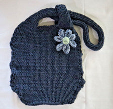 BOLSO NUDO CAÍDO ESTILO JAPONÉS ALGODÓN AZUL HECHO A MANO CON PASADOR DE FLORES EXTRAÍBLE