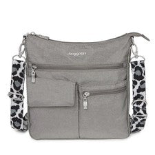 Bolso Bandolera Baggallini Town Square - Amplio Bolso de Mano de Nylon para Mujer en Gris