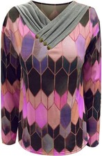 Prendas para el torso pulóver informal urbano con cremallera y cuello en V estampado retro para mujer mejor regalo