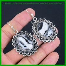 Pendientes colgantes de plata esterlina con bisel de piedra turquesa búfalo blanco joyería