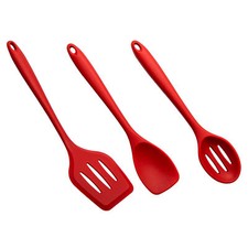 AcMax Juego de 3 cucharas de cocina de silicona, volteador de sartenes y cuchara suministros de gastronomía cocina