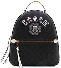 NUEVA Auténtica Mochila Mediana COACH JORDYN Signature Motivo Universitario Marrón/Tiza