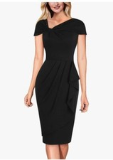 Vestido Vfshow Para Mujer Twist Cuello en V Talla Pequeña Plisado Cintura Volantes Bodycon Fiesta