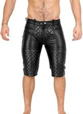 ELEGANTE Nuevo Pantalón Corto Para Hombre Negro 100% Pura Piel de Oveja Estilo Motociclista Pantalón