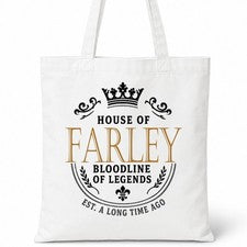 Bolso de Mano FARLEY Family Surname House Of White Algodón