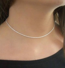 Collar Chocker Plata de Ley 925 Sólida 14 Pulgadas Damas Cadena Joyería Regalo