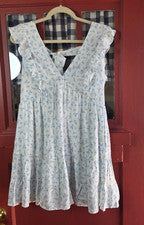 Mini Vestido Para Mujer Altar'd State Clásico Azul Blanco Floral Sin Mangas Talla L