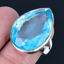 Anillo de joyería de plata esterlina 925 hecho a mano con piedras preciosas...