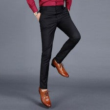 Pantalones Lápiz Informales Para Hombre Calce Ajustado Negocios Formal Vestido Moda Pantalones