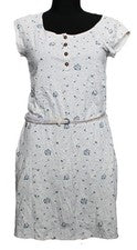 SOMMERKLEID KLEID PUSTEBLUME JERSEYKLEID ECRU BLAU RAGWEAR Gr. S 36 NEU