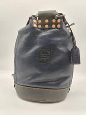 Mochila para mujer vintage de cuero artesanal Canna OLD TREND azul marino/negro-defecto~