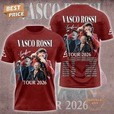 Vasco Rossi 2026 Estilo Rock Legend Fan Regalo Rojo Camiseta AOP
