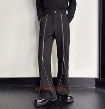 Para hombres Nuevo Moda Punk Gótico Cremallera Suelto Negro Pantalones Juveniles Fiesta Rock Pantalones