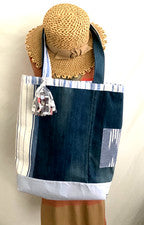 NUEVO Bolso de Hombro Grande DENIM Hecho a Mano Reciclado y Reutilizado Estilo BOHO