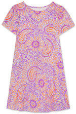 Vestido para mujer - Vestido estampado púrpura naranja - Mini vestido - 2XL - Algodón