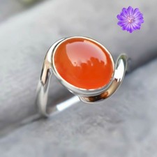 Anillo de joyería hecho a mano de plata de ley 925 con piedras preciosas de cornalina regalo para