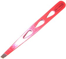 Pinzas para cejas de 4" punta inclinada acero inoxidable herramienta de belleza gota de lágrima ROJO