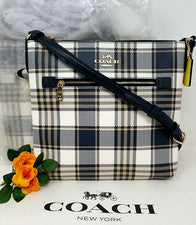 🌟🌷 Bolso Bandolera Coach Rowan Estampado a Cuadros Azul *AUTÉNTICO* NUEVO CON ETIQUETAS