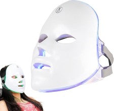 Máscara de luz para el cuidado facial, 7 colores con luz LED, máscara facial par