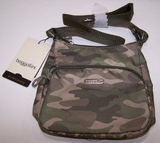 Bolso Bandolera Baggallini Pequeño Joey Bagg Para Mujer VERDE CAMUFLAJE ~ NUEVO CON ETIQUETAS $58