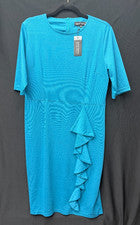 Vestido para mujer OXIULI FASHION talla XL azul CON VOLANTES DELANTEROS RECTO B31