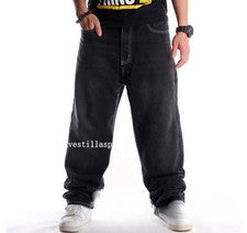 Pantalones de mezclilla Street Jeans calce suelto hip-hop para hombre negros informales pantalones de moda