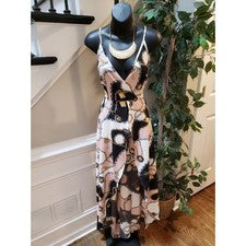 Moda Nova Maxi Mameluco Para Mujer Talla L Negro Beige Sin Mangas Poliéster
