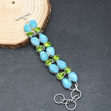 Pulsera de joyería de plata esterlina 925 con piedras preciosas de peridoto...