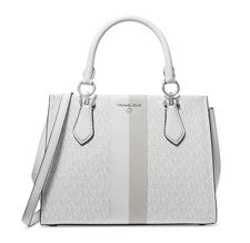 Nuevo Bolso Cartera Michael Kors Para Mujer Marilyn Mediano Cuero Óptico Blanco/Aluminio