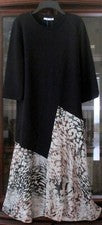 NUEVO VESTIDO COMBINADO ZARA Negro Terry Francés Tejido Estampado Animal Midi talla S
