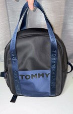 "Bolso Mochila Bolso Tommy Hilfiger Logo Diseñador Azul Marino y Negro 17"" NUEVO SIN ETIQUETAS