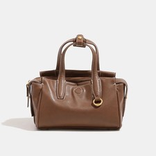 Cartera de cuero dividido genuino para mujer - Bolso de mano cuadrado pequeño de diseñador de lujo