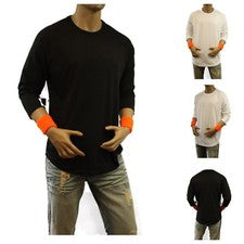 Camiseta Para Hombre Manga 3/4 Blanco y Negro Básica Extendida Larga Camuflada Cuello Redondo Moda