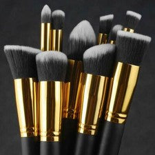 Set de 10 brochas de maquillaje cosméticas base rubor cejas en polvo PRO Beauty