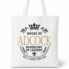 Bolso de Mano ADCOCK Family Surname House Of White Algodón