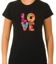 LOVE Día de San Valentín 3/4 Manga Corta Camiseta Blanca de Mujer F439