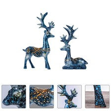Accesorio de adorno de resina creativa 2 piezas figura de ciervo decoración interior automática