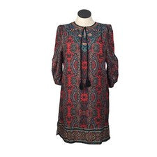Mini Vestido Túnica Urban Coco Para Mujer Talla M Multicolor Borla Cuello Atado Pullover