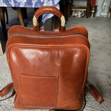 Mochila Unisex Italiana Florencia Hecha a Mano Alta Q Cuero Genuino Hecha en Italia