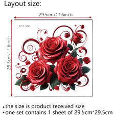 Juego de 4 pegatinas de pared rosa roja PVC impermeables extraíbles decoración del hogar