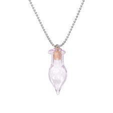 Collar Vial, Acero Inoxidable Vidrio Lágrima Botella Perfume 29.5mm, Rosa