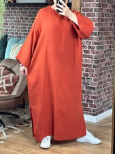 ITALY Maxikleid Musselin Oversize Coniaq Braun Kleid Einheitsgröße #2024223