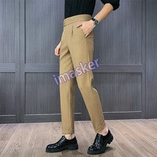 Pantalones rectos de cintura alta para hombre de negocios informales de uso formal para hombre Pantalones ajustados Top