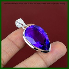 Elegante colgante hija bisel amatista africana natural febrero plata esterlina
