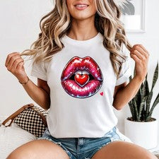 Camiseta para mujer Lips Heart Love Romance