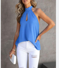 Top para mujer verano nuevo para mujer moda cuello colgante ajustado sin mangas chaleco top