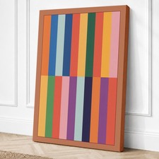 Arte de pared con impresión geométrica en lienzo de rayas cromáticas decoración del hogar listo para colgar